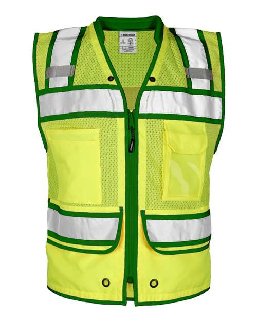 Kishigo Men's Color Contrast High Performance Surveyors Vest - Kishigo S5042 - 5046 Lime/ Green - S5044 S