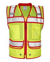 Kishigo Men's Color Contrast High Performance Surveyors Vest - Kishigo S5042 - 5046 Lime/ Red - S5043 S