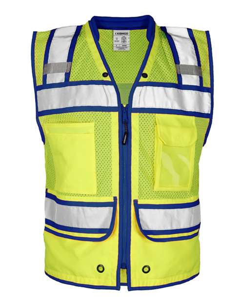 Kishigo Men's Color Contrast High Performance Surveyors Vest - Kishigo S5042 - 5046 Lime/ Royal Blue - S5042 S