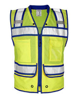 Kishigo Men's Color Contrast High Performance Surveyors Vest - Kishigo S5042 - 5046 Lime/ Royal Blue - S5042 S
