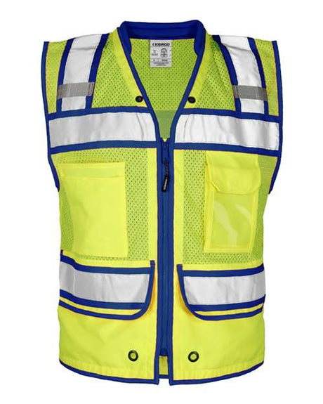 Kishigo Men's Color Contrast High Performance Surveyors Vest - Kishigo S5042 - 5046 Lime/ Royal Blue - S5042 S