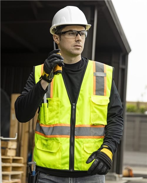 Kishigo Unisex 6 Pocket Contrast Class 2 Vest - Kishigo 1580 - 1581 Lime S/M