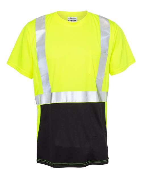Kishigo Unisex Black Bottom Class 2 T-Shirt - Kishigo 9162 Lime M