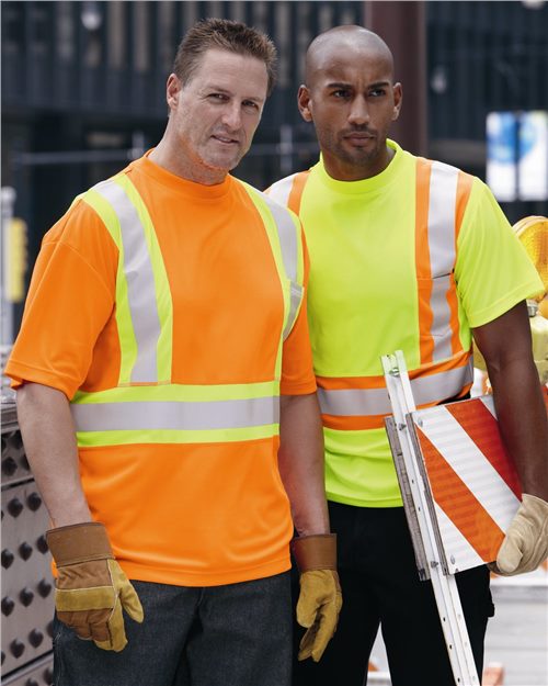 Kishigo Unisex Class 2 Flat Stitch Self - Fabric Panels T-Shirt - Kishigo 9120 - 9121 Lime M