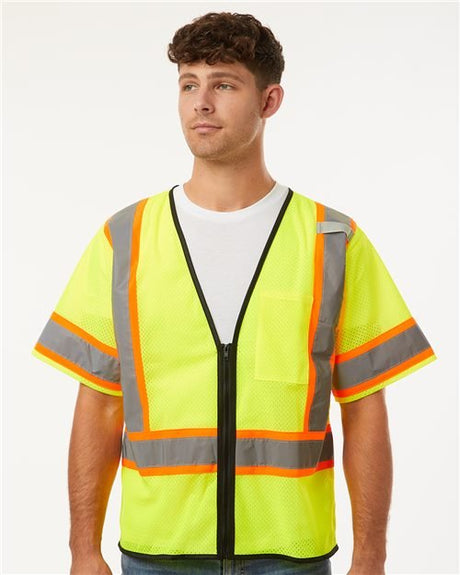 Kishigo Unisex Class 3 Mesh Zippered Vest - Kishigo 1565 - 1566 Lime S/M