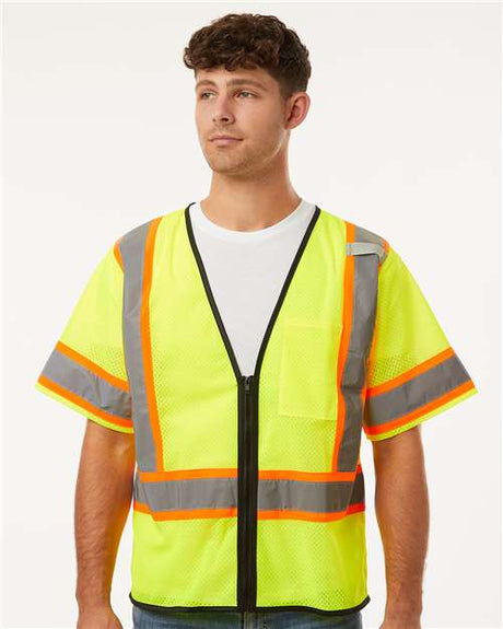 Kishigo Unisex Class 3 Mesh Zippered Vest - Kishigo 1565 - 1566 Lime S/M