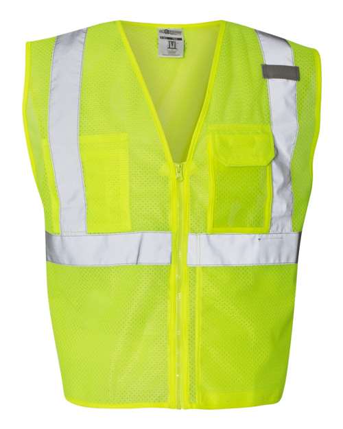Kishigo Unisex Clear ID Vest with Zipper Closure - Kishigo 1532 Lime S/M