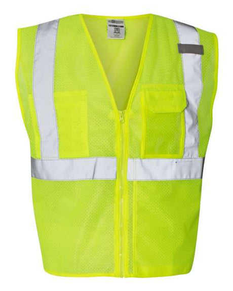 Kishigo Unisex Clear ID Vest with Zipper Closure - Kishigo 1532 Lime S/M