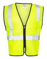 Kishigo Unisex Double - Pocket Zippered Economy Class 2 Vest - Kishigo 1537 - 1538 Lime M