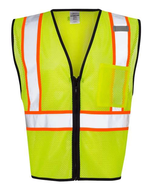 Kishigo Unisex Economy Contrasting Vest with Zippered Front - Kishigo 1527 - 1528 Lime S/M