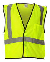 Kishigo Unisex Economy Single Pocket Hook - and - Loop Mesh Vest - Kishigo 1193 - 1194 Lime S/M
