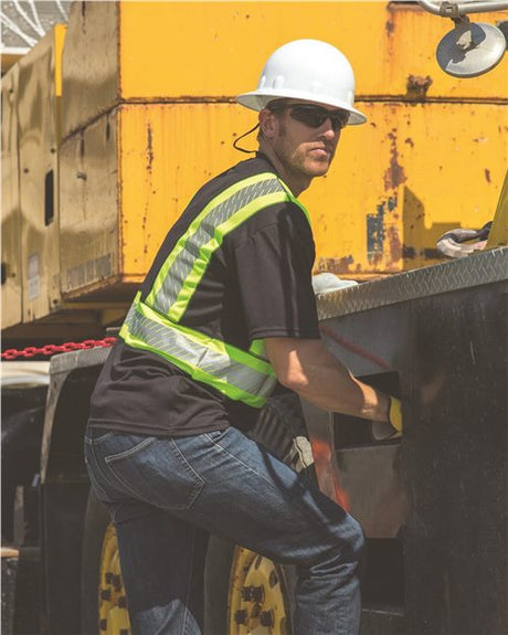 Kishigo Unisex EV Series® Enhanced Visibility Contrast Pocket T-Shirt - Kishigo B200 - 204 Black/ Lime - B200 M