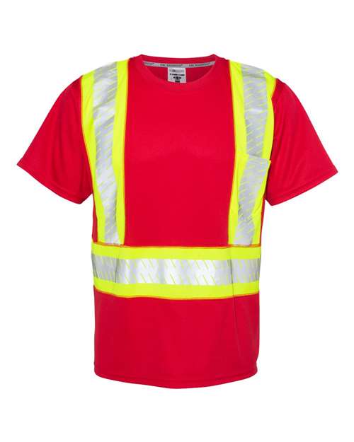 Kishigo Unisex EV Series® Enhanced Visibility Contrast Pocket T-Shirt - Kishigo B200 - 204 Red/ Lime - B203 L