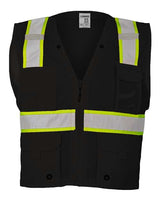 Kishigo Unisex EV Series® Enhanced Visibility Multi - Pocket Mesh Vest - Kishigo B100 - 111 Black/ Lime - B100 S/M
