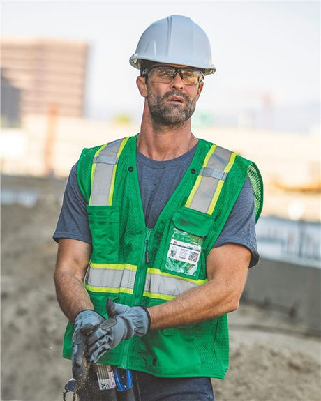 Kishigo Unisex EV Series® Enhanced Visibility Multi - Pocket Mesh Vest - Kishigo B100 - 111 Black/ Lime - B100 S/M