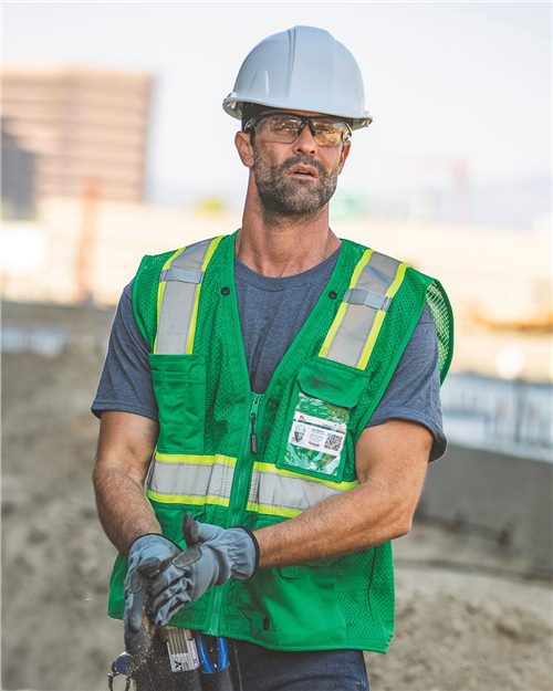 Kishigo Unisex EV Series® Enhanced Visibility Multi - Pocket Mesh Vest - Kishigo B100 - 111 Black/ Lime - B100 S/M