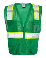Kishigo Unisex EV Series® Enhanced Visibility Multi - Pocket Mesh Vest - Kishigo B100 - 111 Green/ Lime - B104 S/M