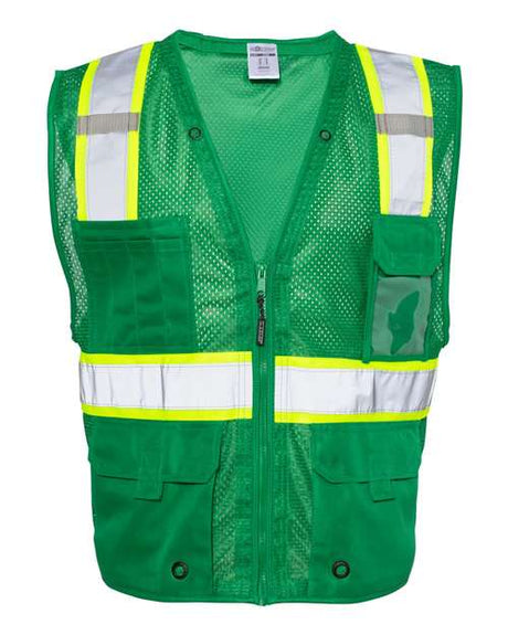 Kishigo Unisex EV Series® Enhanced Visibility Multi - Pocket Mesh Vest - Kishigo B100 - 111 Green/ Lime - B104 S/M