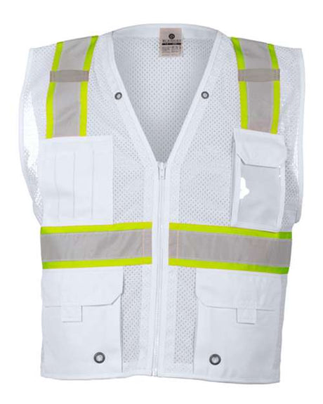 Kishigo Unisex EV Series® Enhanced Visibility Multi - Pocket Mesh Vest - Kishigo B100 - 111 White - B105 S/M