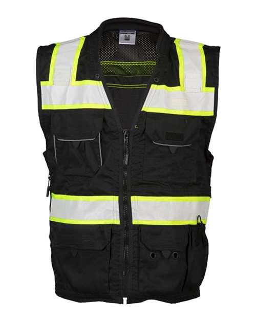 Kishigo Unisex EV Series® Enhanced Visibility Professional Utility Vest - Kishigo B500 Black/ Lime M
