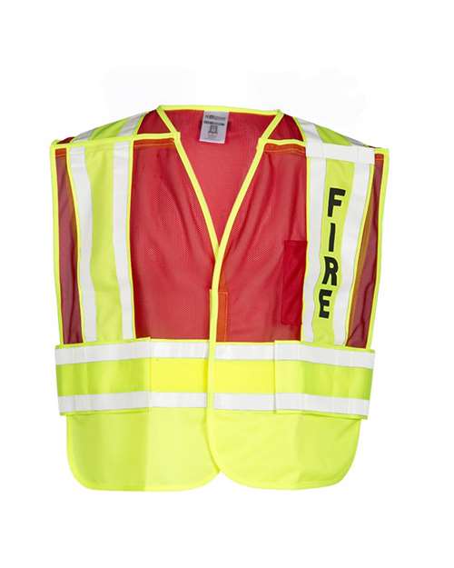 Kishigo Unisex Fire Vest - Kishigo 8052BV Lime/ Red M/XL