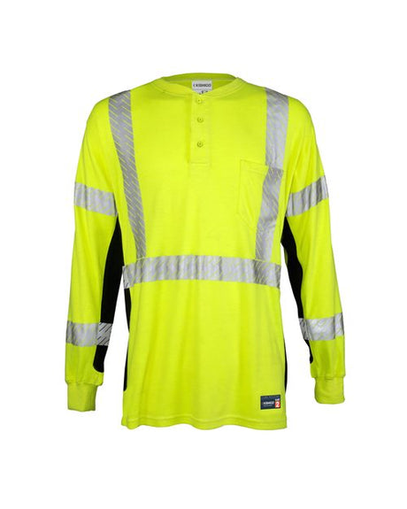 Kishigo Unisex FR Long Sleeve Henley T-Shirt - Kishigo F694 Lime M