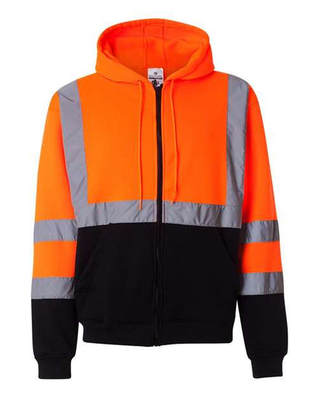Kishigo Unisex Hi - Vis Full - Zip Hooded Sweatshirt - Kishigo JS102 - 103 Orange M