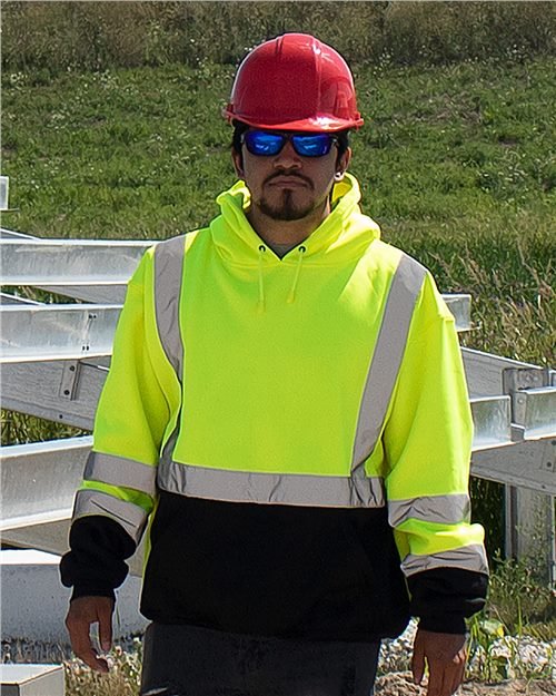 Kishigo Unisex Hi - Vis Hooded Sweatshirt - Kishigo JS154 Lime S