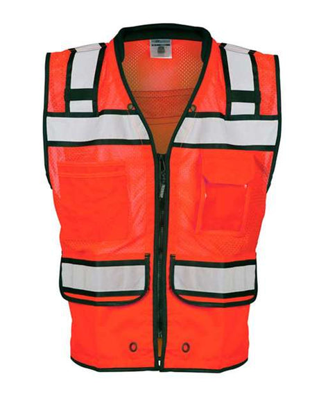 Kishigo Unisex High - Performance Surveyors Vest - Kishigo S5004 - 5005 Fluorescent Red (S5704) S