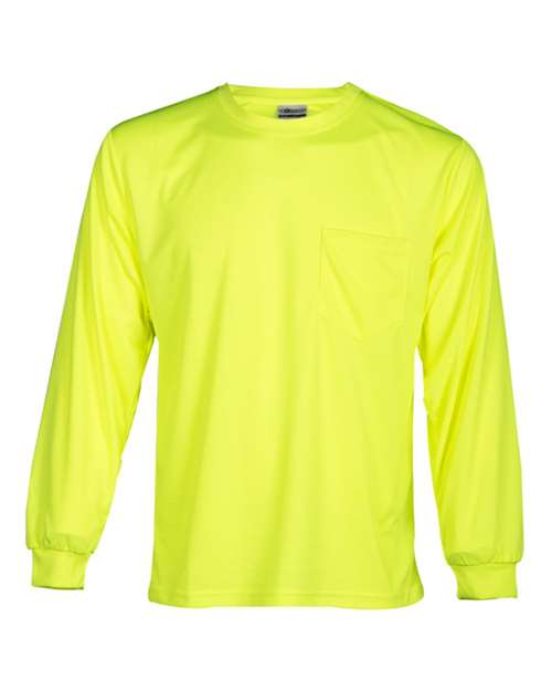 Kishigo Unisex Microfiber Polyester Long Sleeve T-Shirt - Kishigo 9122 - 9123 Lime M