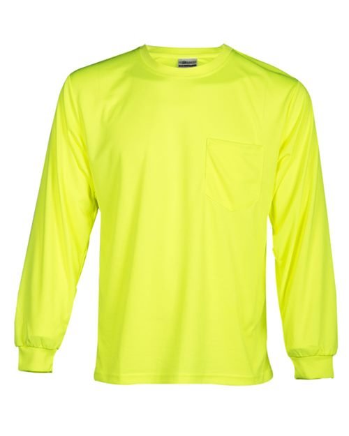 Kishigo Unisex Microfiber Polyester Long Sleeve T-Shirt - Kishigo 9122 - 9123 Lime M