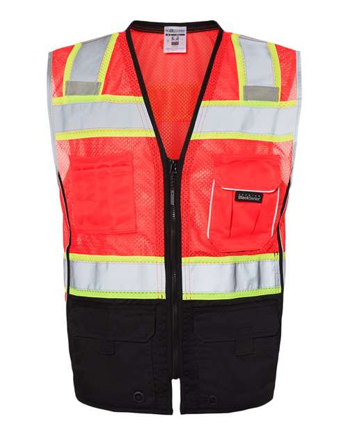 Kishigo Unisex Premium Black Series® Black Bottom Class 2 Vest - Kishigo 1515 - 1516 Fluorescent Red (1715) M
