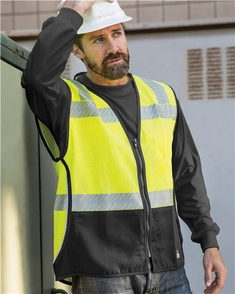 Kishigo Unisex Premium Black Series® FR Black Bottom Mesh Vest - Kishigo FM410 Lime M