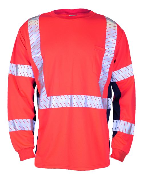 Kishigo Unisex Premium Black Series® Long Sleeve T-Shirt - Kishigo 9134 - 9135 Fluorescent Red (9710) M