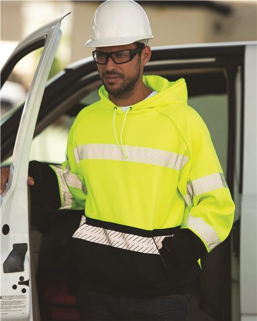 Kishigo Unisex Premium Black Series® Pull Over Hooded Sweatshirt - Kishigo JS142 - 143 Lime M