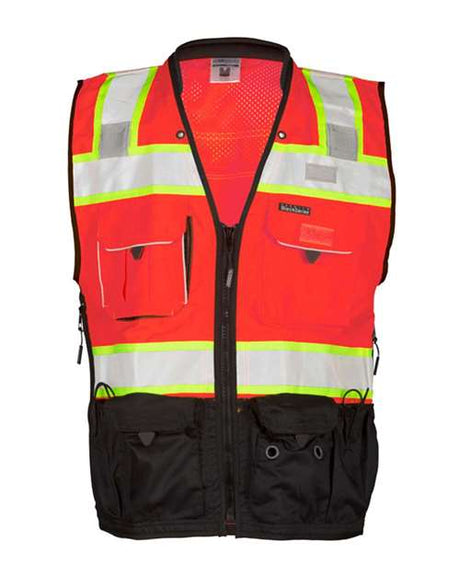 Kishigo Unisex Premium Black Series® Surveyors Vest - Kishigo S5002 - 5003 Fluorescent Red (S5702) S
