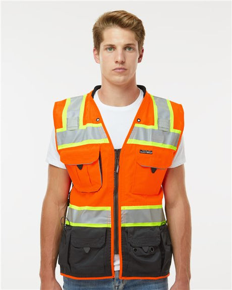 Kishigo Unisex Premium Black Series® Surveyors Vest - Kishigo S5002 - 5003 Fluorescent Red (S5702) S