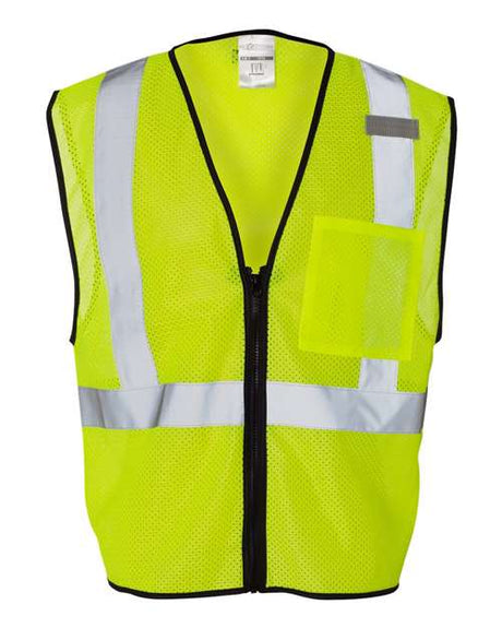 Kishigo Unisex Single Pocket Zipper Mesh Class 2 Vest - Kishigo 1519 - 1520 Lime S/M