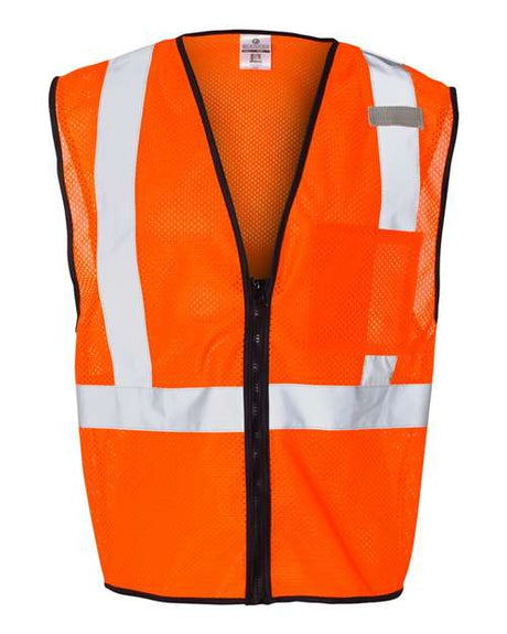 Kishigo Unisex Single Pocket Zipper Mesh Class 2 Vest - Kishigo 1519 - 1520 Orange S/M