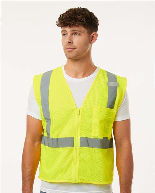 Kishigo Unisex Single Pocket Zipper Mesh Vest - Kishigo 1089 - 1090 Lime M