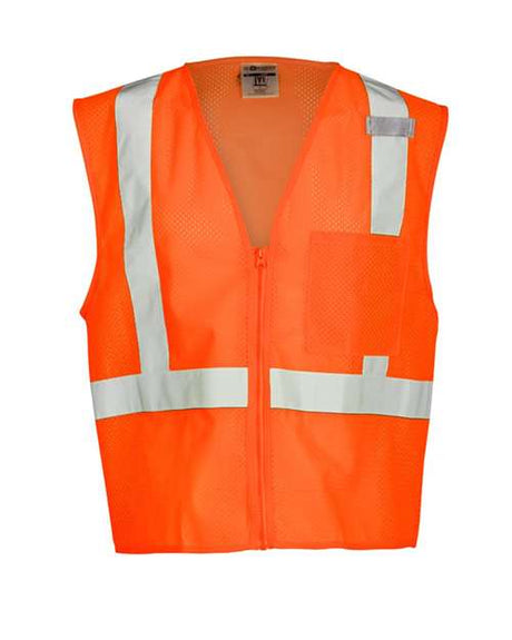 Kishigo Unisex Single Pocket Zipper Mesh Vest - Kishigo 1089 - 1090 Orange M
