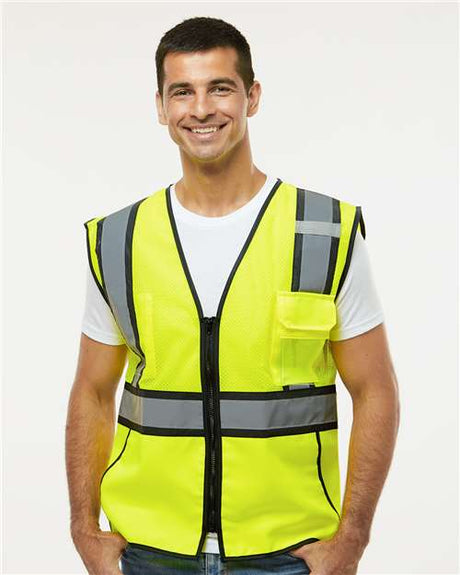Kishigo Unisex Standard Contrast Vest - Kishigo 1595 - 1598 Lime/ Black M