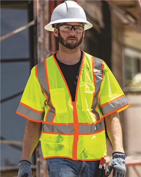 Kishigo Unisex Ultra - Cool™ Six - Pocket Mesh Surveyor’s Vest - Kishigo 1242 - 1243 Lime S