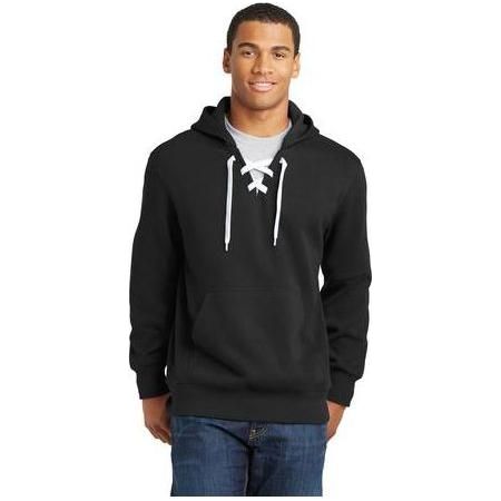 Lace Up Pullover Hooded Sweatshirt Black X - Large Sweatshirts