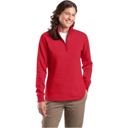 Ladies 1/4 - Zip Sweatshirt 2X - Large True Red Zip Hoodies