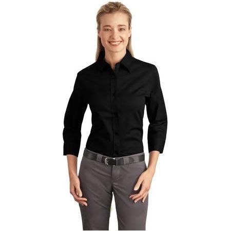 Ladies 3/4 - Sleeve Easy Care Shirt XS Black