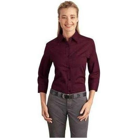 Ladies 3/4 - Sleeve Easy Care Shirt XS Burgundy