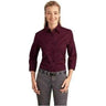 Ladies 3/4 - Sleeve Easy Care Shirt XS Burgundy