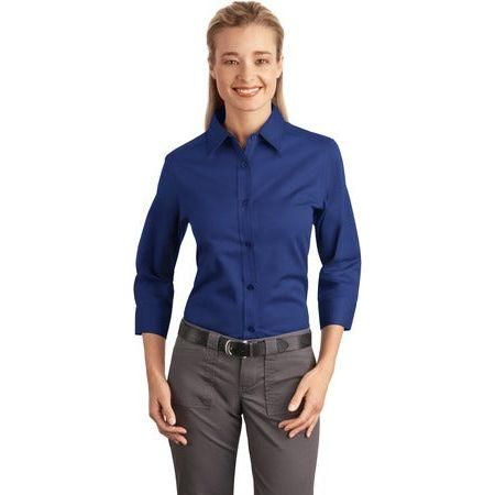 Ladies 3/4 - Sleeve Easy Care Shirt XS Mediterranean Blue