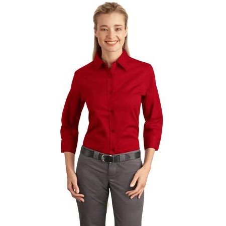 Ladies 3/4 - Sleeve Easy Care Shirt XS Red